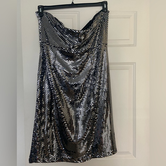 NWT Eloquii silver and black party strapless dress - Picture 3 of 4